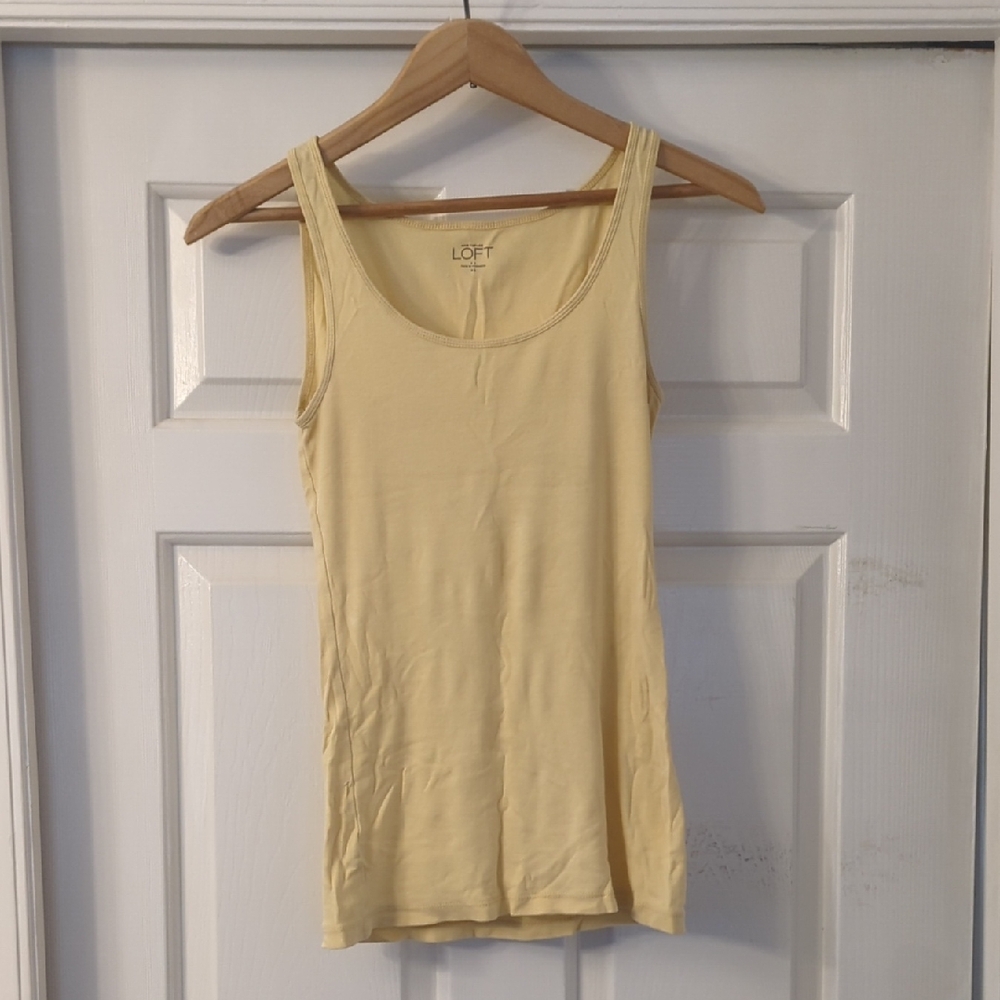 LOFT Pale Yellow Scoop Neck Tank